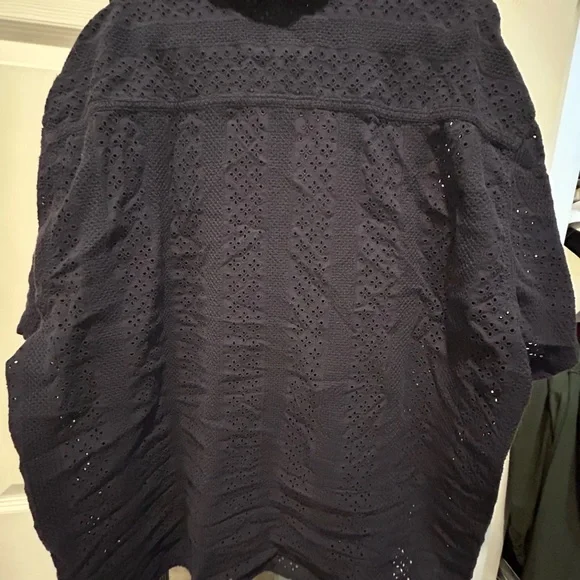 American Eagle Outfitters Dark Blue Eyelet Shirt - Picture 3 of 3